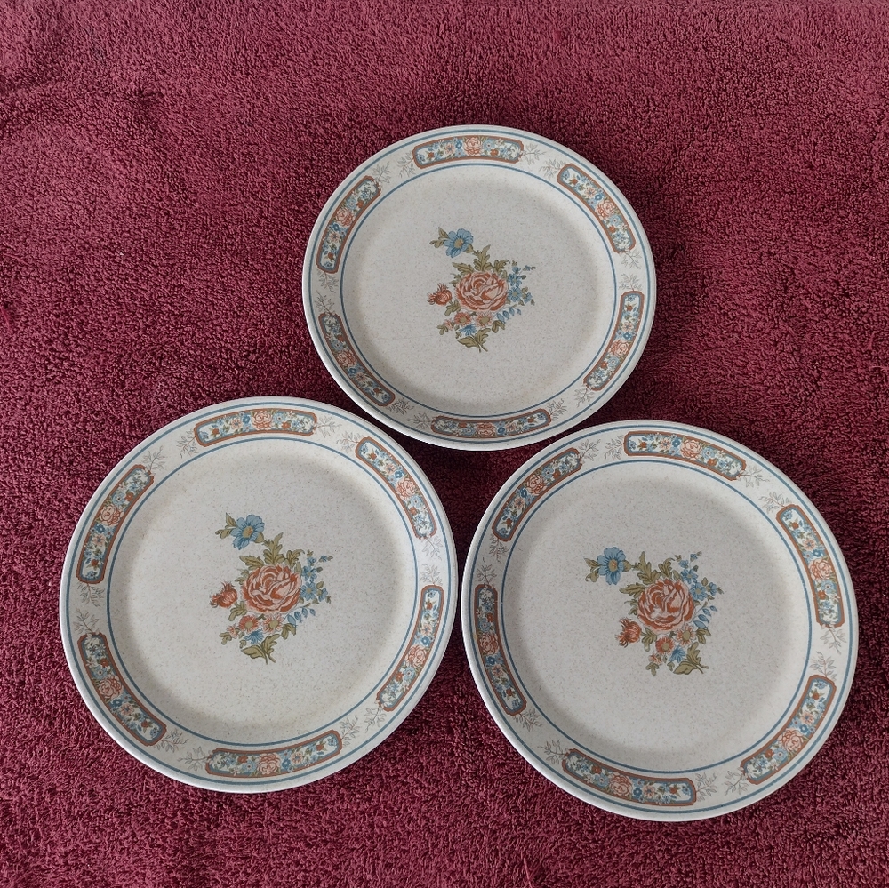 VTG Lenox Temper-Ware Sonata set (3) 8" Salad Plates Made in U.S.A. Discontinued